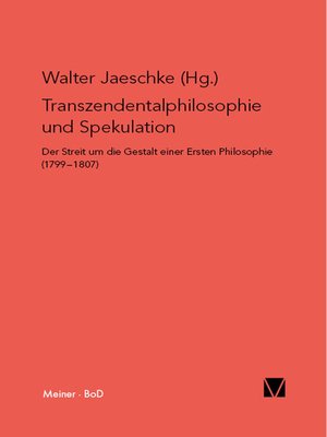 cover image of Transzendentalphilosophie und Spekulation